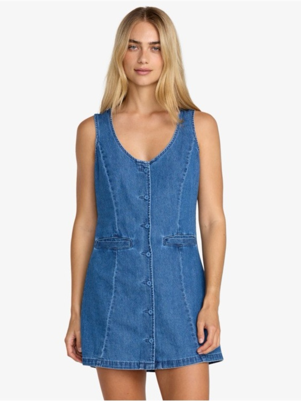 RVCA Lainey Mini Denim Dress NWT Fitted Waist Size L